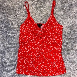 Rue21 red floral tank top, size L